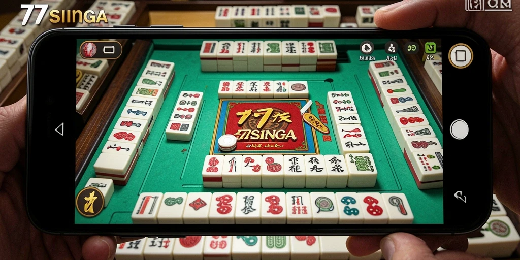 Screenshot utama 77SINGA menampilkan gameplay Mahjong yang seru dan kompetitif.
