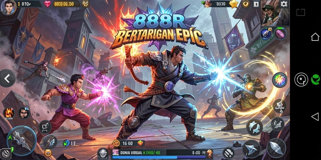Screenshot gameplay 888R menampilkan pertarungan seru dan karakter dinamis.