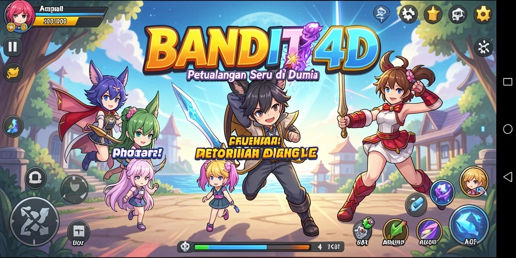 Tampilan gameplay BANDIT4D yang penuh aksi dan karakter anime.
