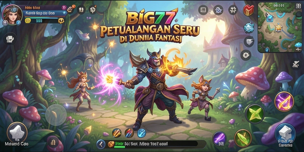 Tangkapan layar gameplay BIG77 dengan latar belakang petualangan menakjubkan.