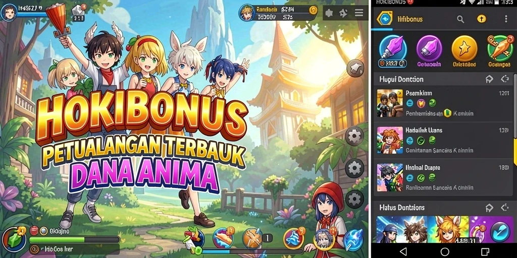 Screenshot menunjukkan aksi seru dalam game Anime HOKIBONUS.