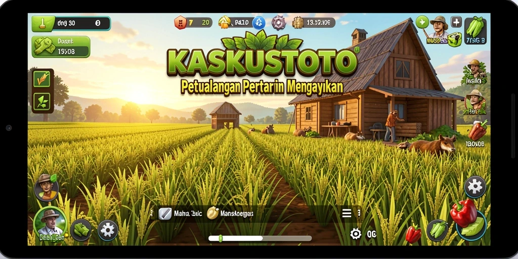 Tampilan gameplay KASKUSTOTO yang menampilkan ladang dan hewan ternak.