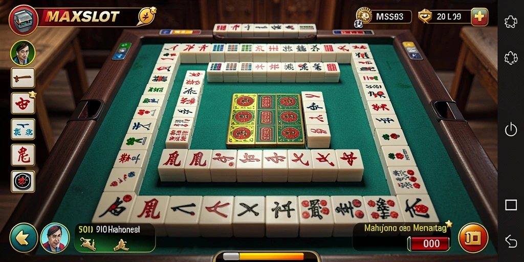 Tampilan gameplay menarik dari MAXSLOT saat memecahkan teka-teki Mahjong.
