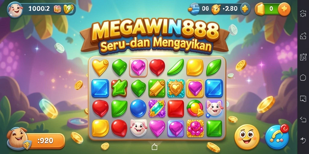 Gameplay MEGAWIN888 dengan grafis yang cerah dan interaksi menyenangkan.