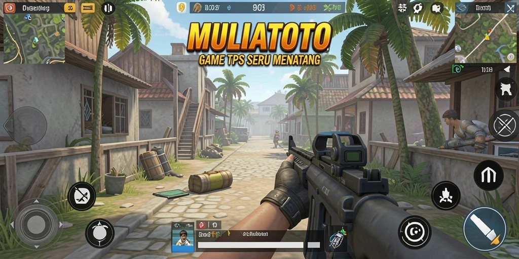 Screenshot permainan MULIATOTO menampilkan aksi tembak-menembak yang mendebarkan.