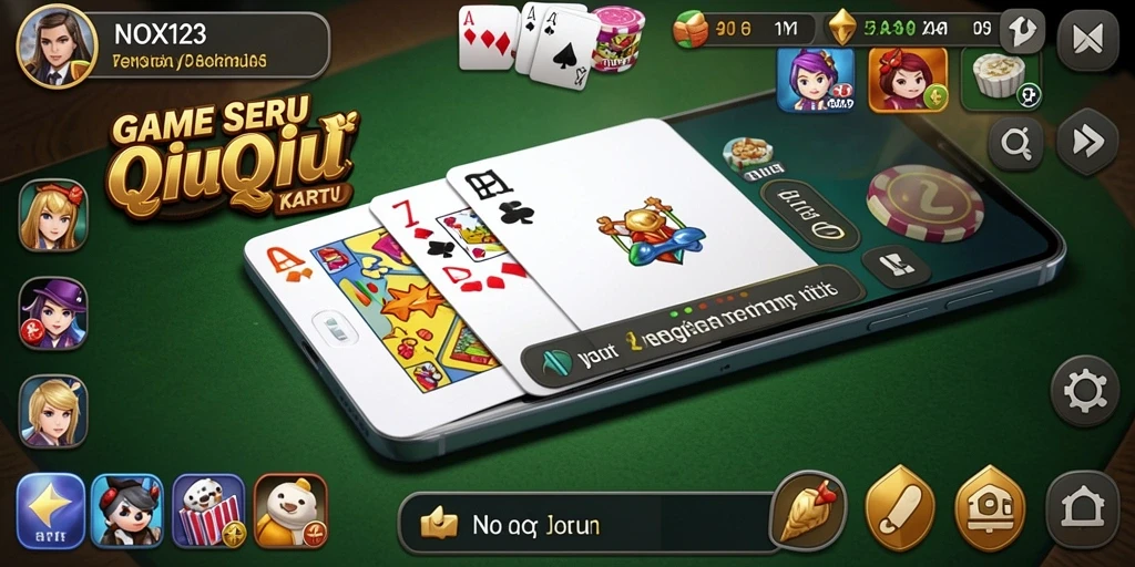 Tampilan dinamis gameplay QiuQiu di NOX123 yang seru.