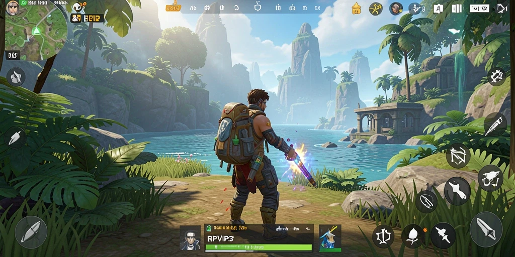 Tangkapan layar gameplay RPVIP3 menampilkan dunia terbuka yang luas dan menakjubkan.