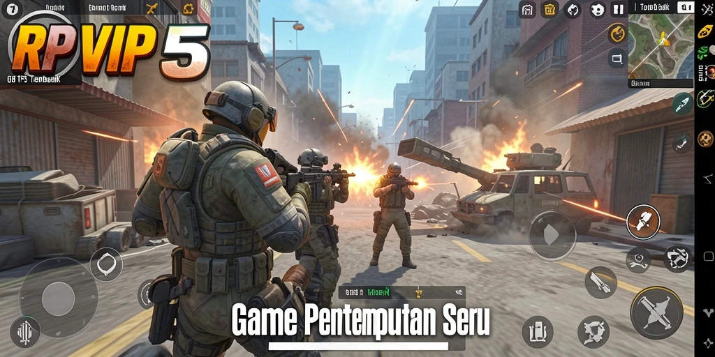 Menampilkan aksi seru dalam gameplay RPVIP5 dengan berbagai senjata.