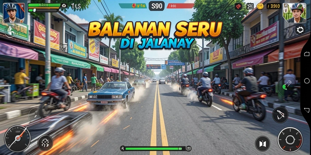Screenshot S80 menunjukkan mobil balap melaju cepat di lintasan yang menakjubkan.