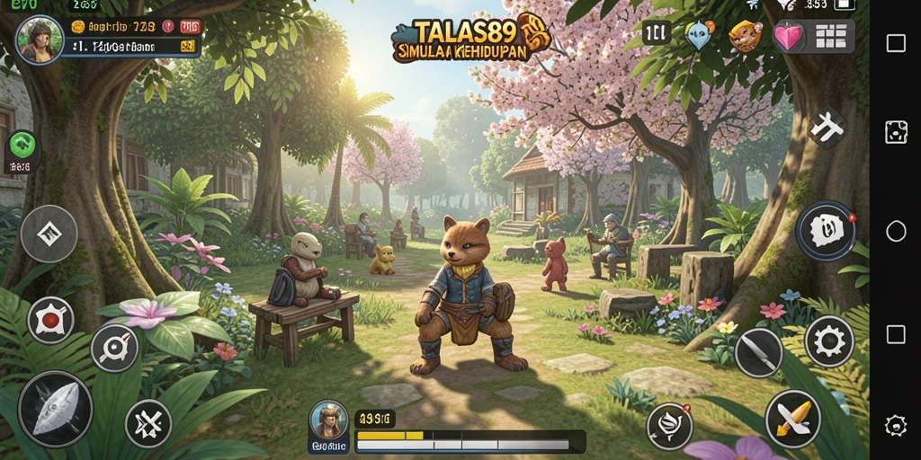 Screenshot gameplay TALAS89 menunjukkan interaksi sosial yang dinamis.
