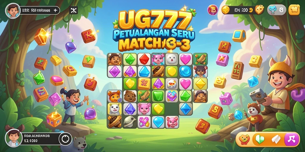 Screenshot gameplay Match-3 UG777 yang seru dan menantang.